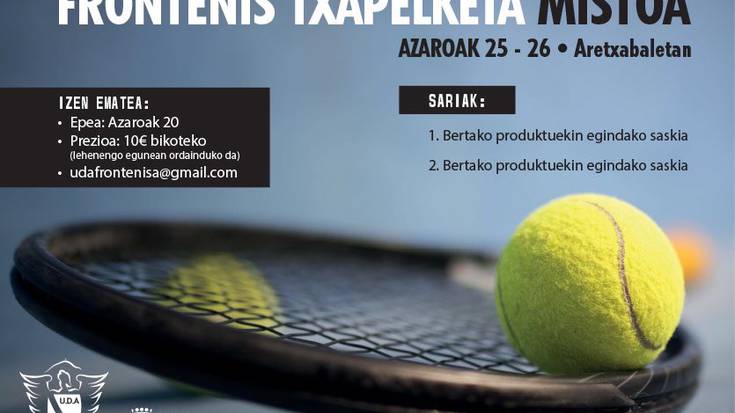 Frontenis txapelketa mistoa jokatuko dute azaroaren 25ean eta 26an