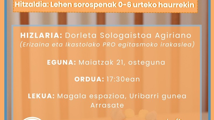 0-6 urteko haurren lehen sorospenei buruzko formazio saioa antolatu du Magalak