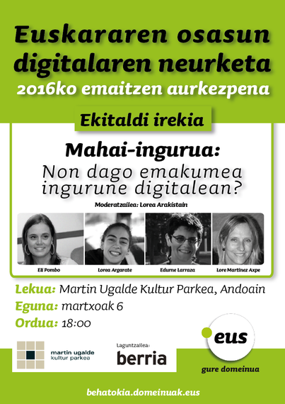 ‘Non dago emakumea ingurune digitaletan?’ mahai ingurua PuntuEUS Behatokiaren eskutik