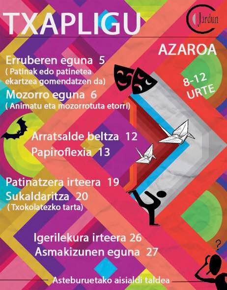 Azaroko Txapliguko egitaraua!