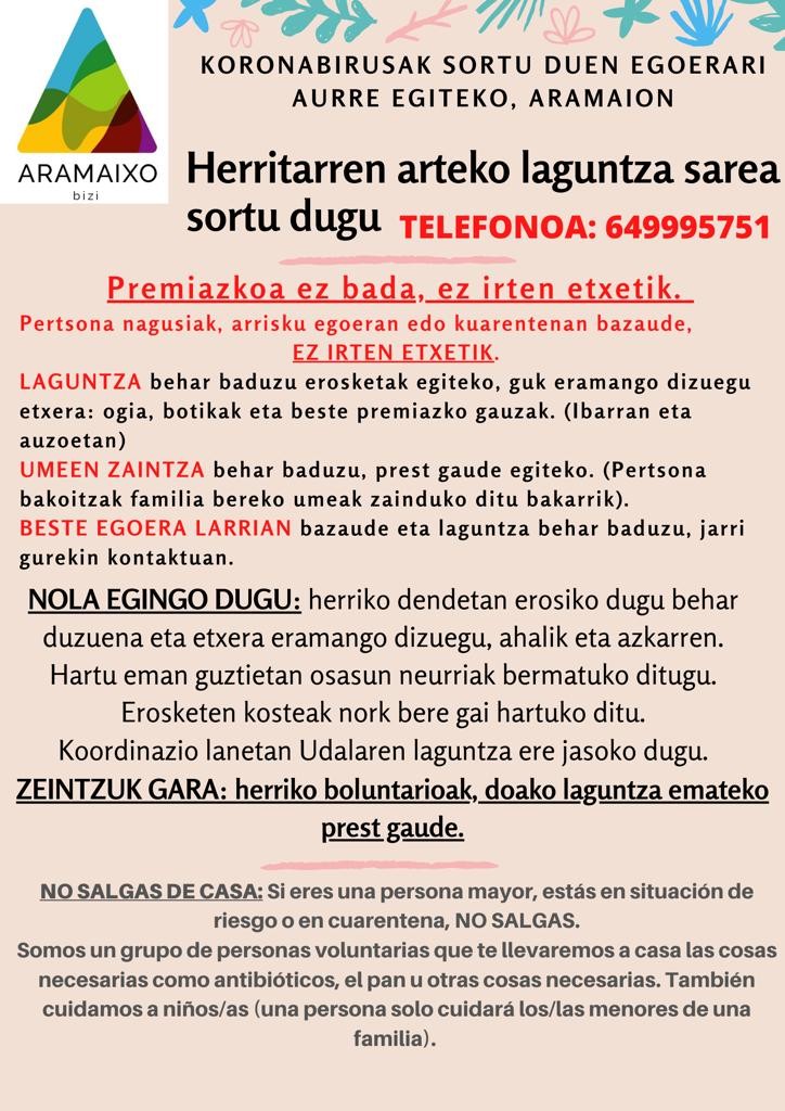 Aramaion ere, herritarren arteko laguntza sarea
