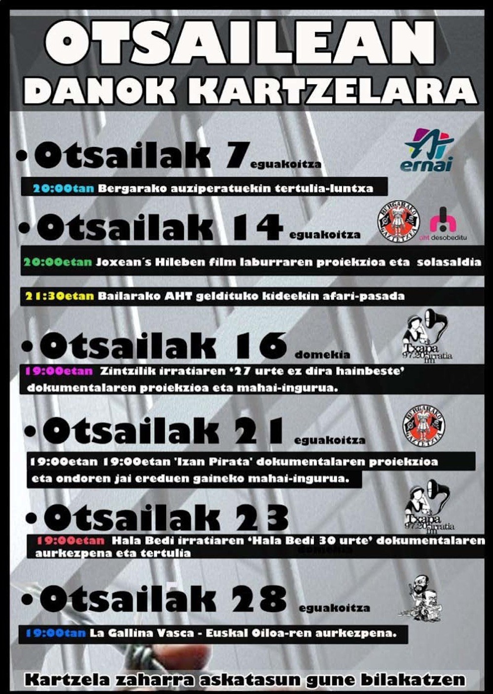 Otsaileko egitaraua gertu, Bergarako kartzela zaharrean