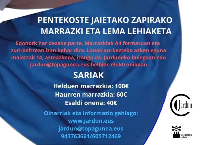 PENTEKOSTE JAIETAKO ZAPIRAKO MARRAZKI ETA LEMA LEHIAKETA