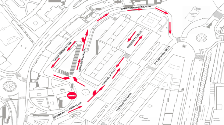 Zirkulazioan aldaketak Foruen plaza inguruan, Arrasate pasealekuko lanen eraginez