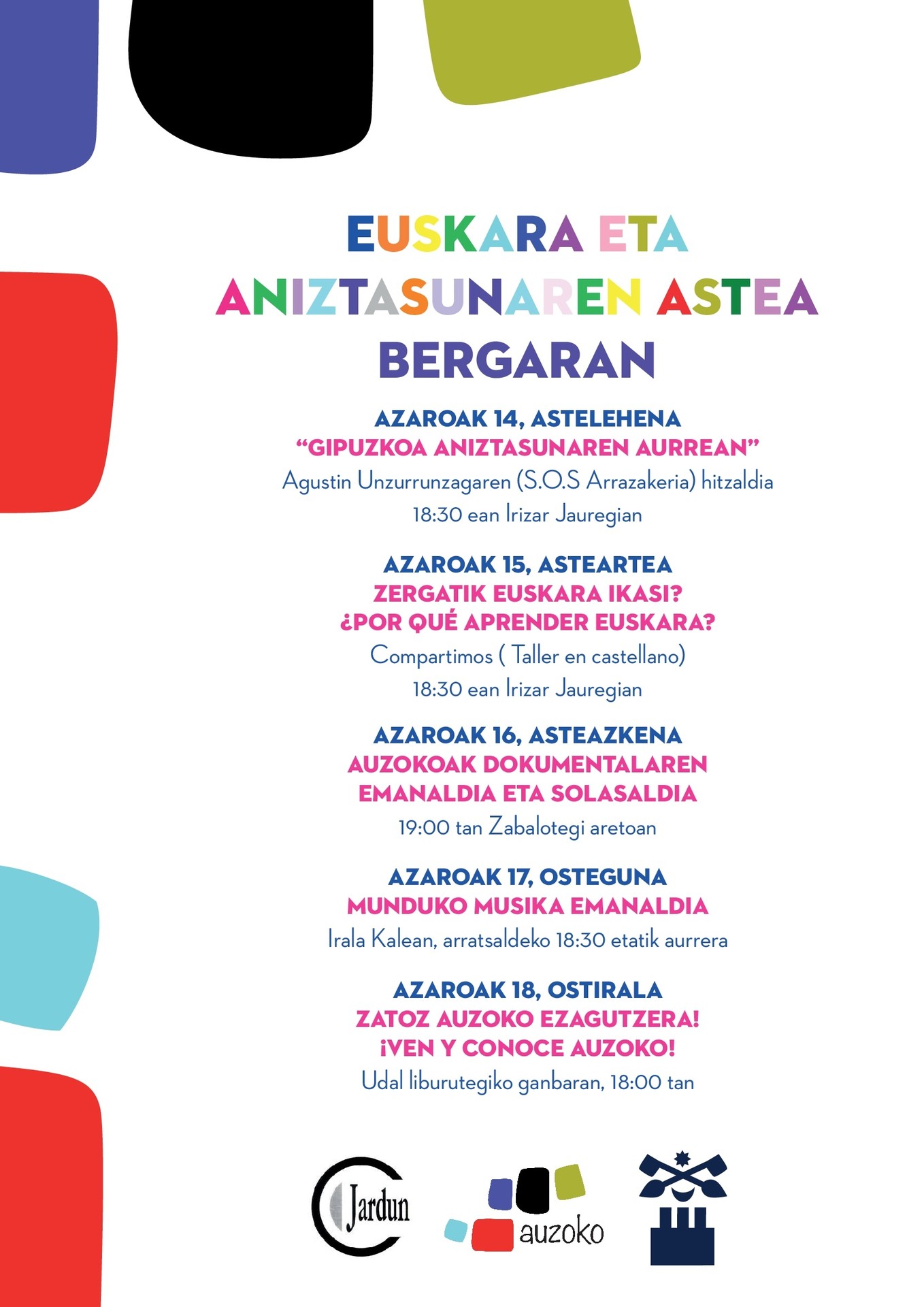 Euskara eta aniztasunaren astea Bergaran!
