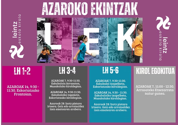 Ikasturtea gogotsu hasi dugu eta eta azaroa ekintzaz beteta dator!