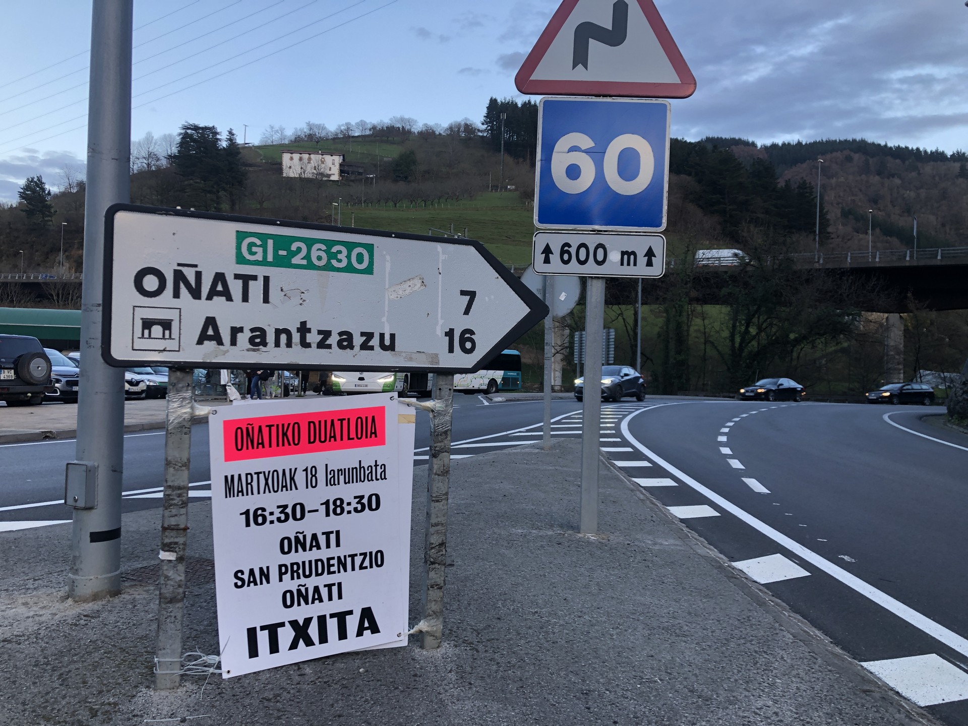Oñati eta Elorregi arteko bidea itxita egongo da bi orduz