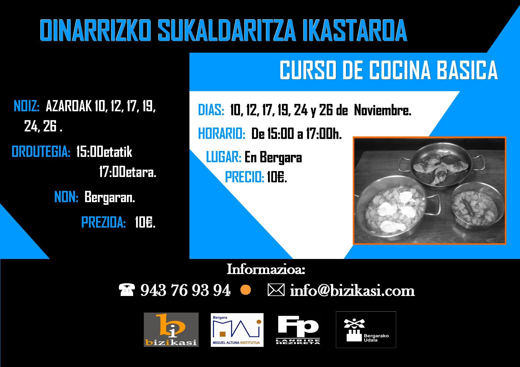 Oinarrizko sukaldaritza ikastaroa