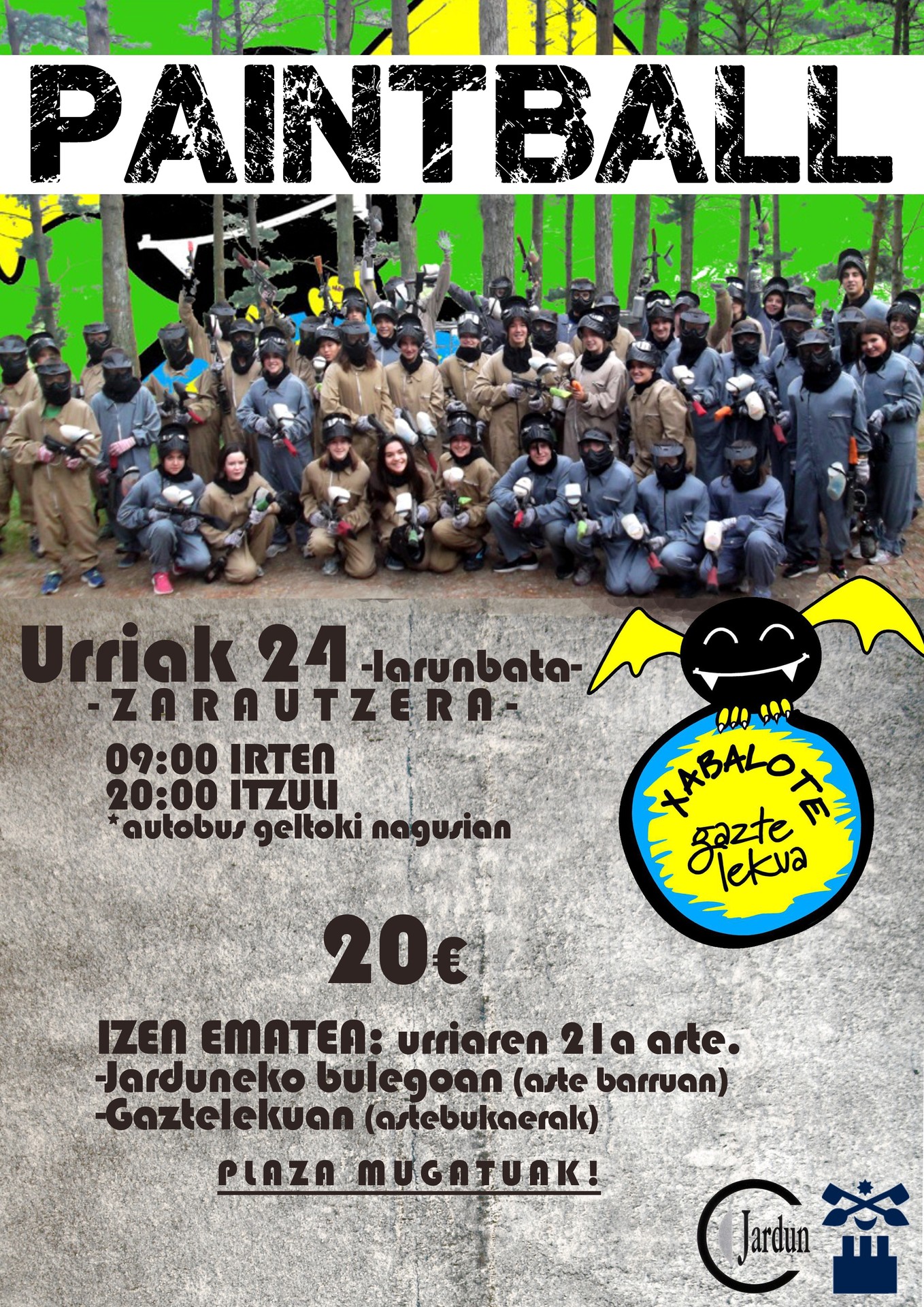 Eguaztenera arte eman daiteke izena 'paintball'-erako
