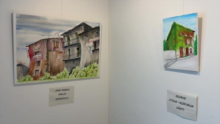 Aire libreko pintura lehiaketa margolanak Oñatiko kultur etxean