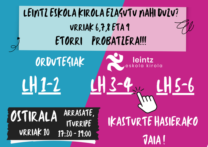 Gaur hasiko dira Leintz Eskola Kiroleko saioak!