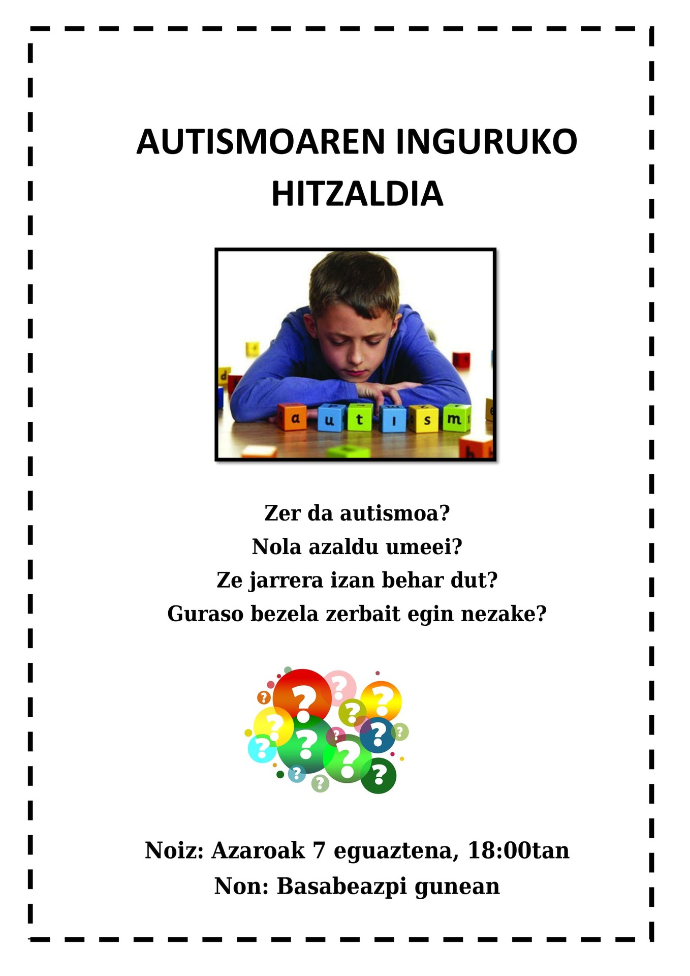 Autismoari buruzko hitzaldia