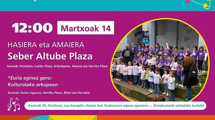 Arizmendi Ikastolak "Herria Kantari" jaialdia ospatuko du bihar, martxoaren 14an