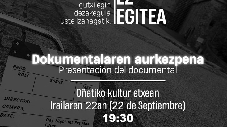 Hotz Oñati elkarteari buruzko dokumentalaren aurkezpena