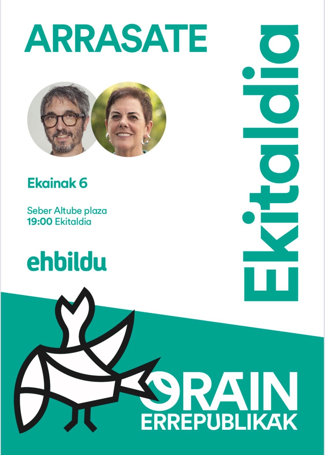 Gaur egingo du kanpainako ekitaldi nagusia EH Bilduk, Mertxe Aizpurua eta Josu Aztiriarekin