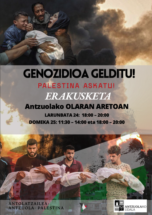'Genozidioa gelditu! Palestina askatu!'