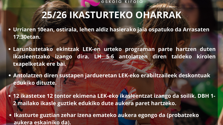 ESKOLA KIROLEAN IZENA EMATEKO AZKEN EGUNAK