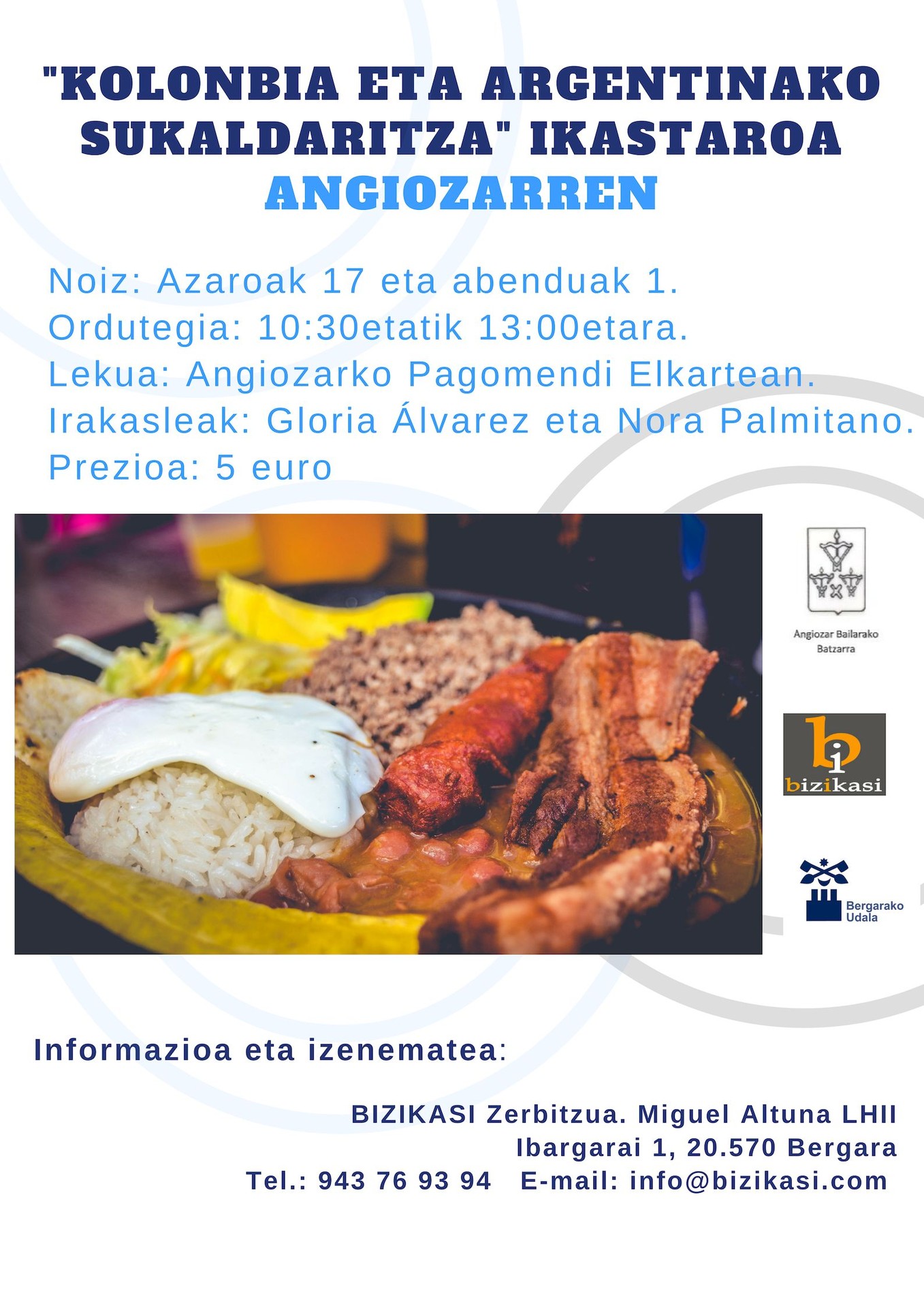 Kolonbia eta Argentinako sukaldaritza ikastaroa Angiozarren