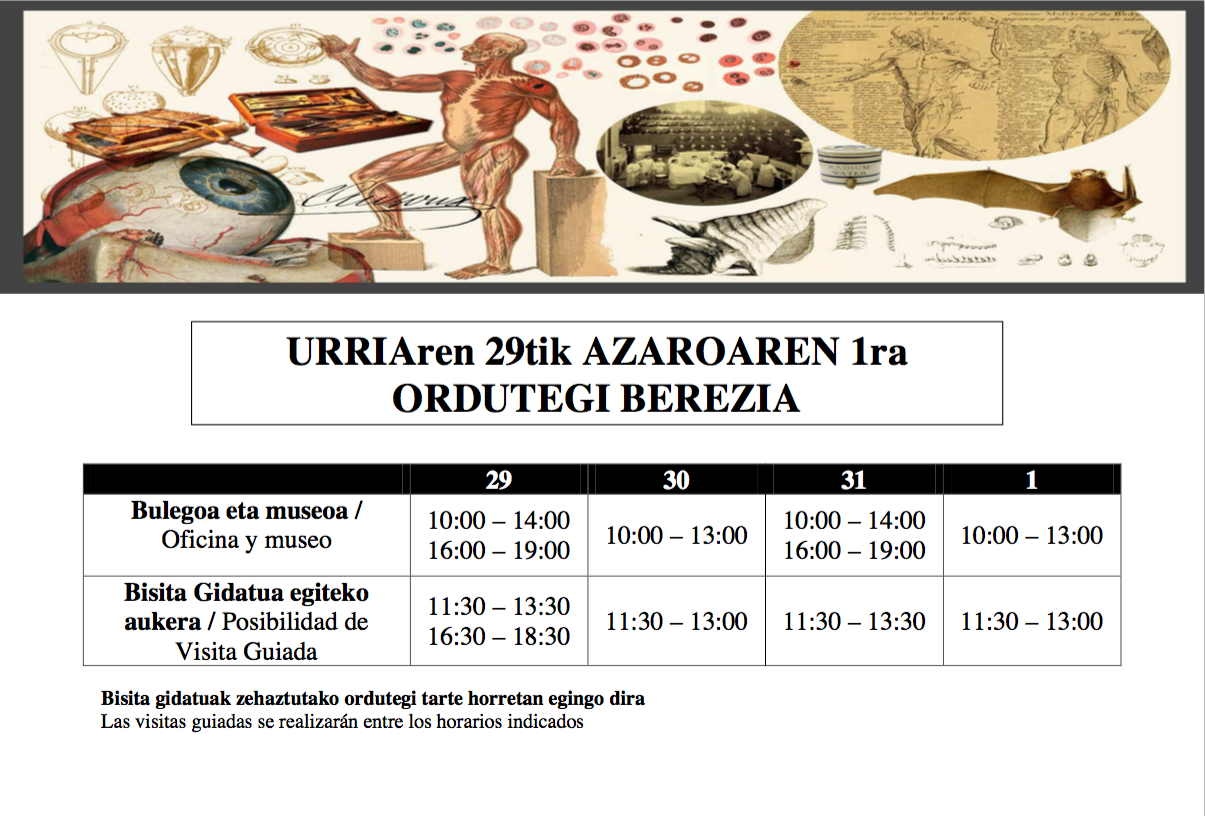 Ordutegi eta zerbitzu bereziak zubi honetarako