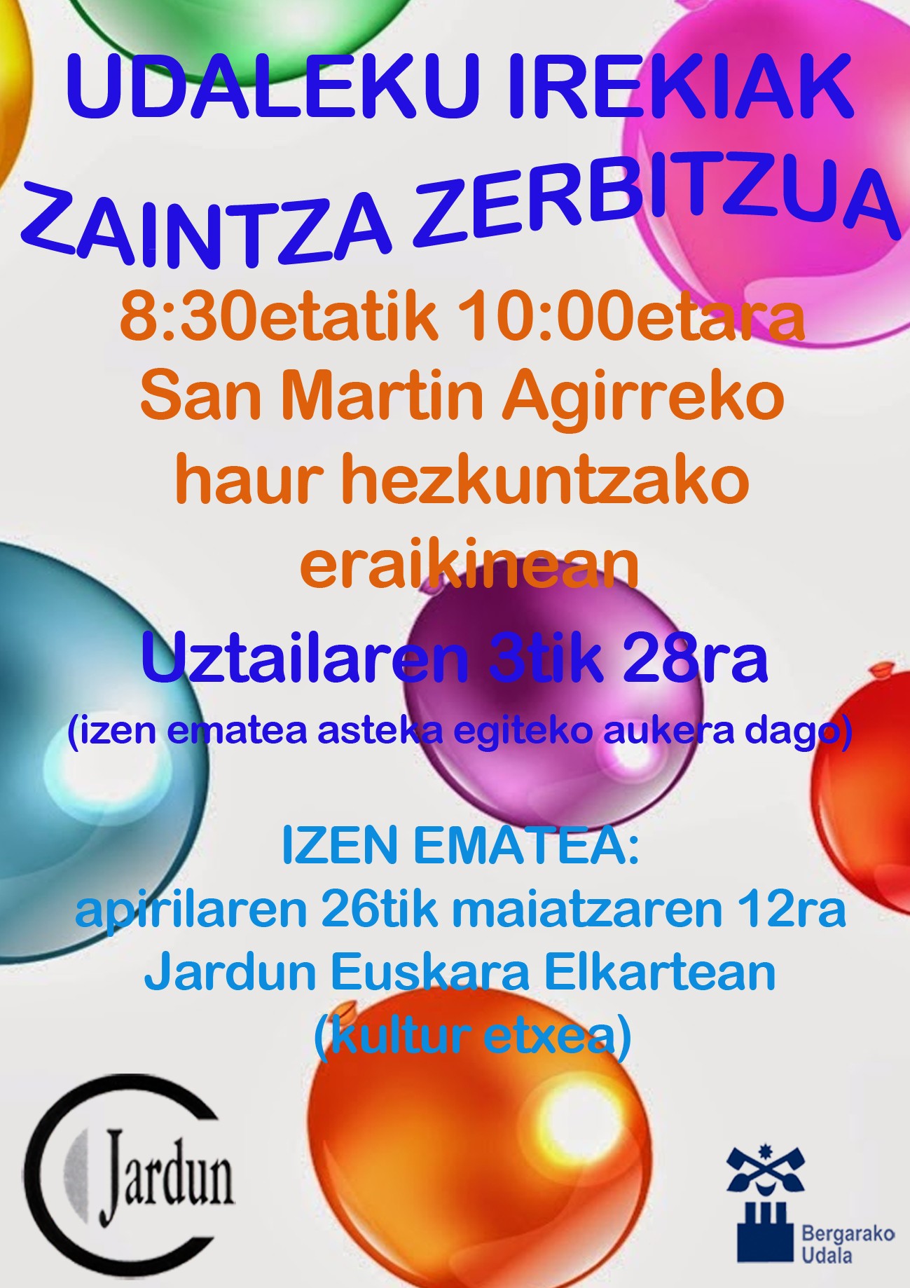 Udaleku irekiak eta zaintza zerbitzua