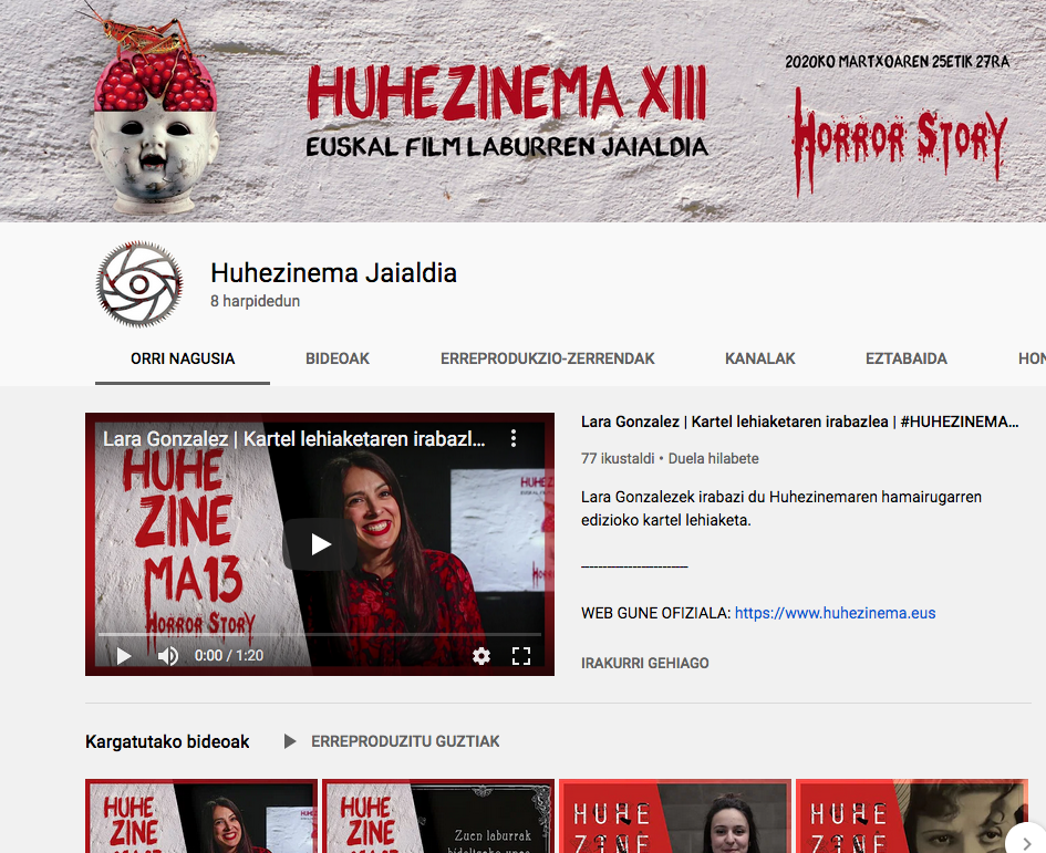 Huhezinema jaialdi birtuala hasteko prest dago