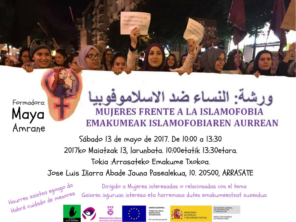'Emakumeak islamofobiaren aurrean' trebakuntza saioa dago hilaren 13an