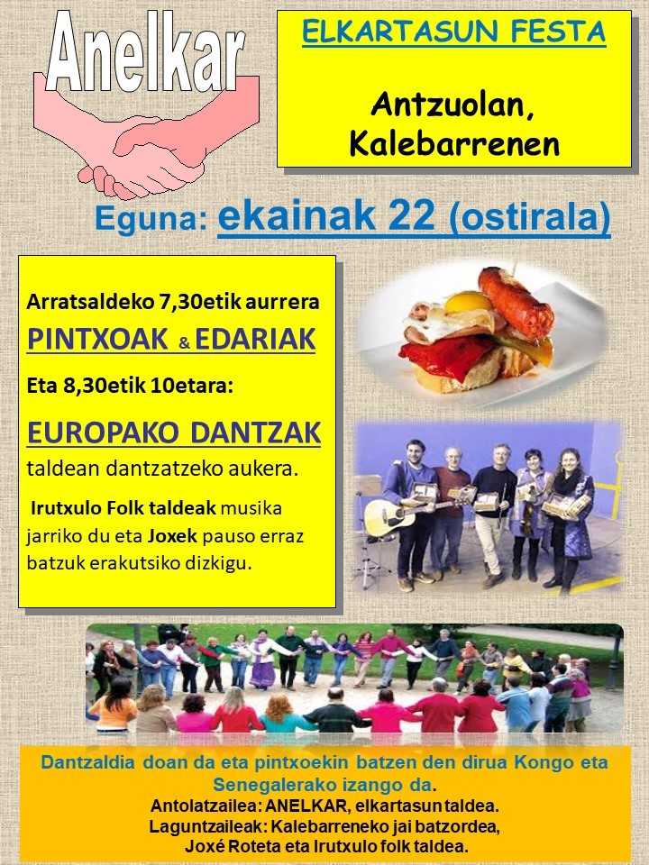 Kalebarrengo jaietan elkartasun festa eta Europako dantzak ezagutzeko aukera
