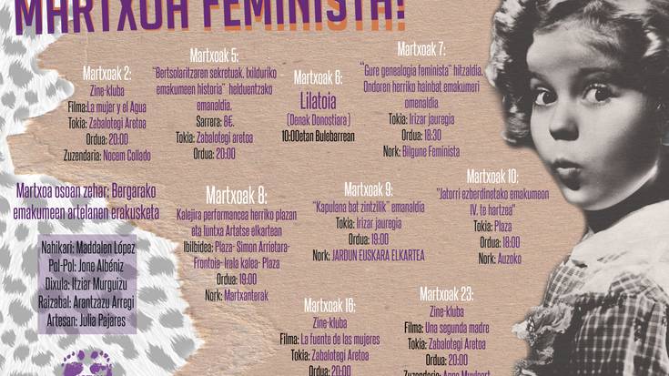 Martxorako hainbat ekimen feminista antolatu dituzte Bergaran