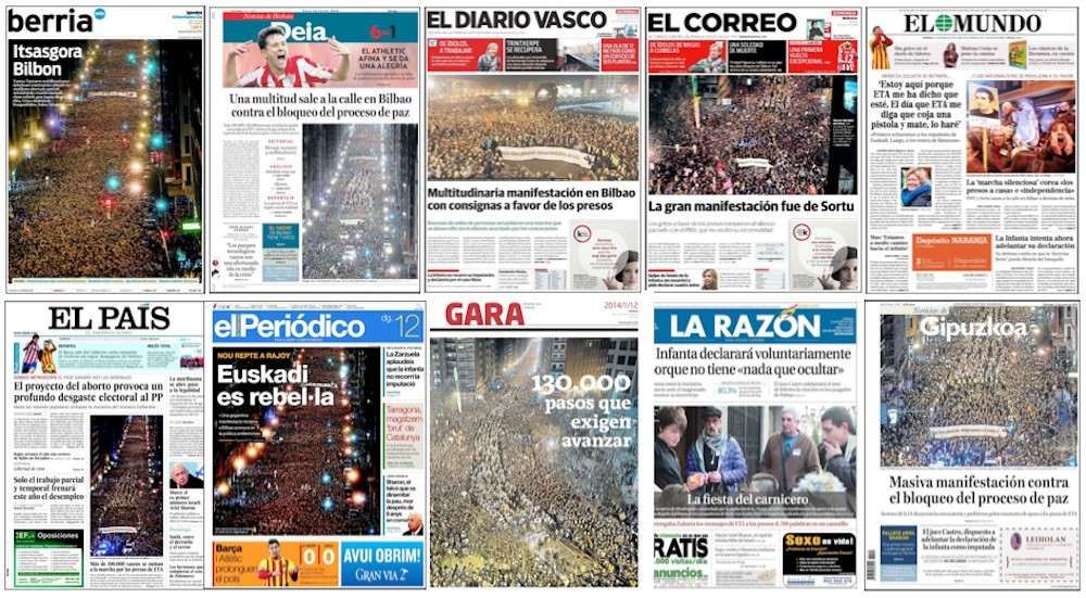 Horrela jaso dute manifestazioa egunkarietan