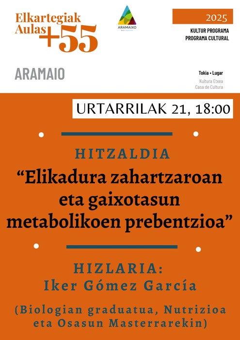 'Elikadura zahartzaroan eta gaixotasun metabolikoen prebentzioa' hitzaldia