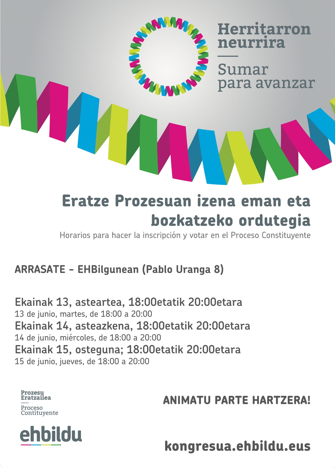 Kongresuan izena emateko eta bozkatzeko  AZKEN EGUNAK!!!