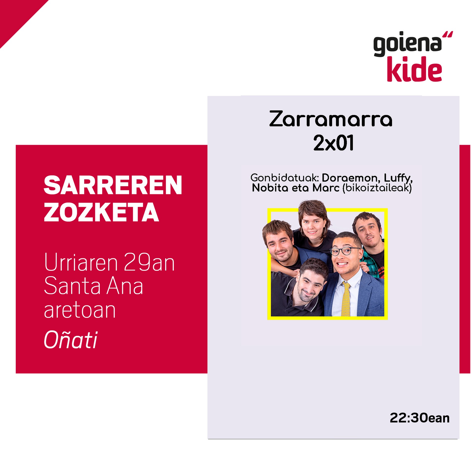 'Zarramarra' ikuskizunerako sarrerak eskuratu ditzakete Goienakideek