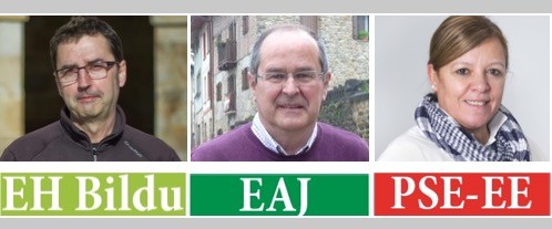 Hiru zerrenda aukeratzeko: EH Bildu, EAJ eta PSE-EE