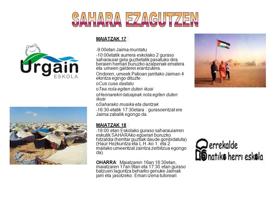 SAHARA EZAGUTZEN