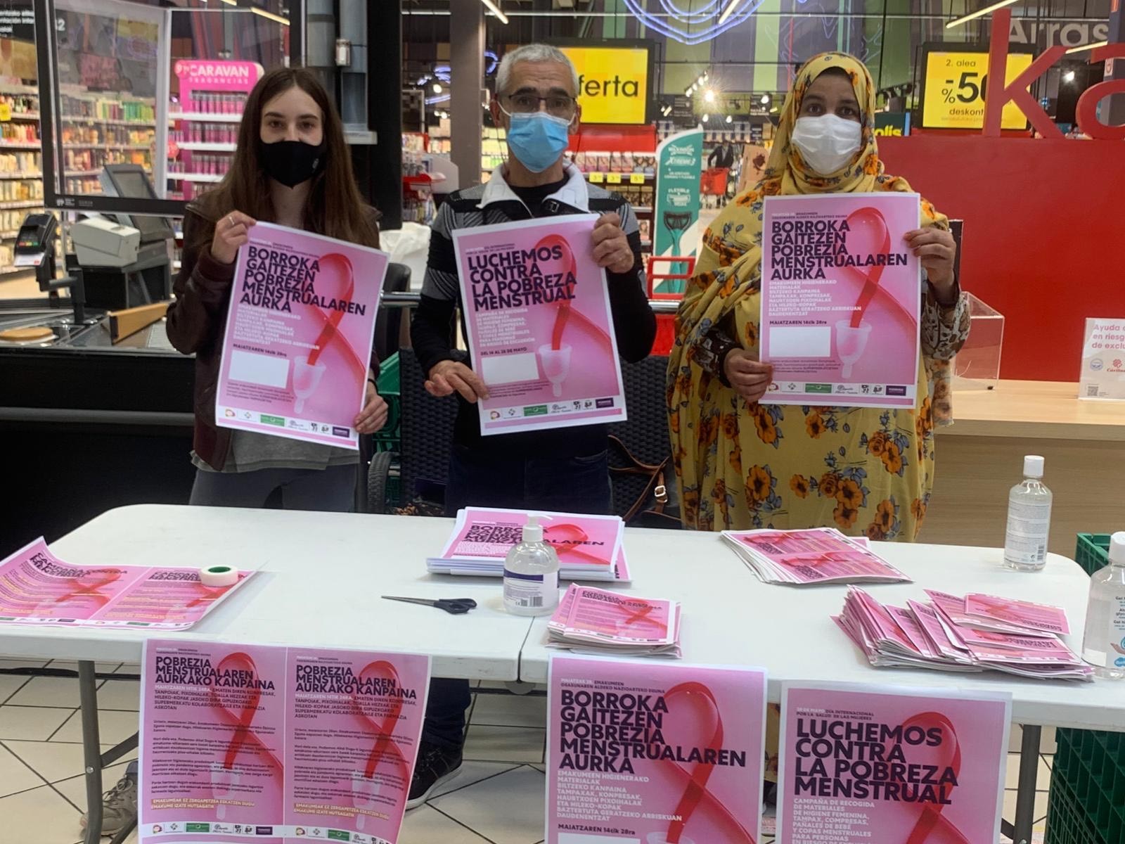 Higiene menstrualeko produktu eta haurrentzako pixa-oihal batzea Eroskin