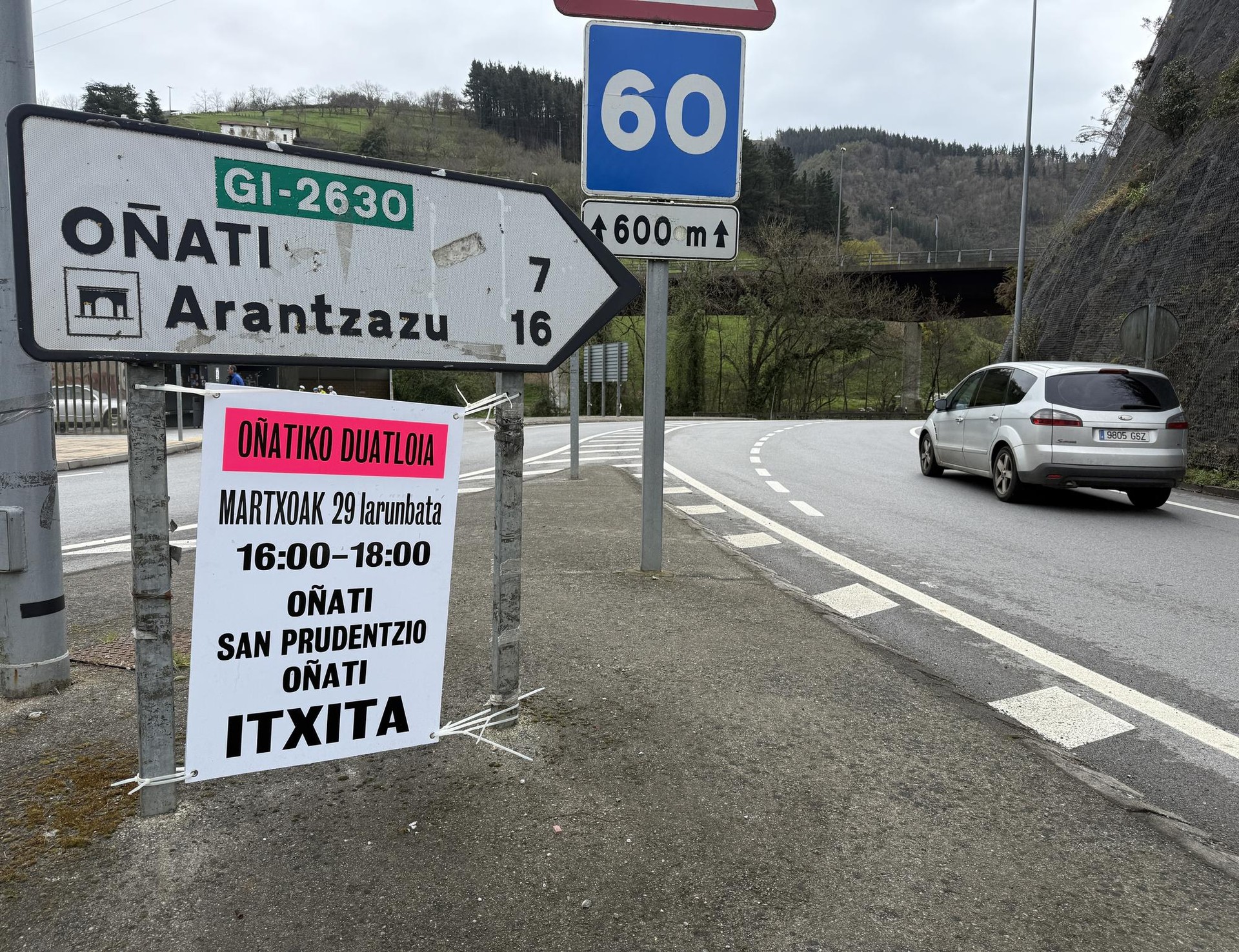 Oñati eta Elorregi arteko bidea itxita egongo da bi orduz