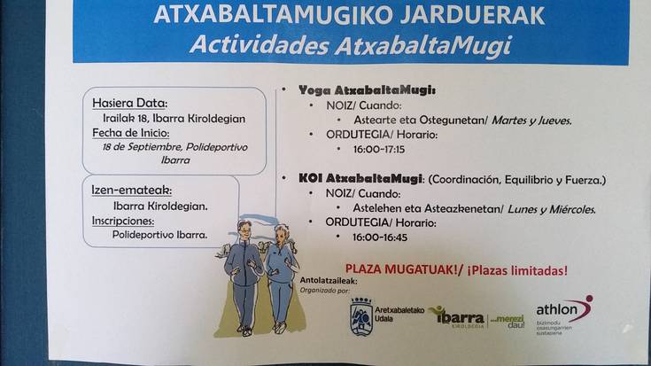 Yoga eta KOI ikastaroak Atxabalta Mugirekin irailaren 18an hasita 