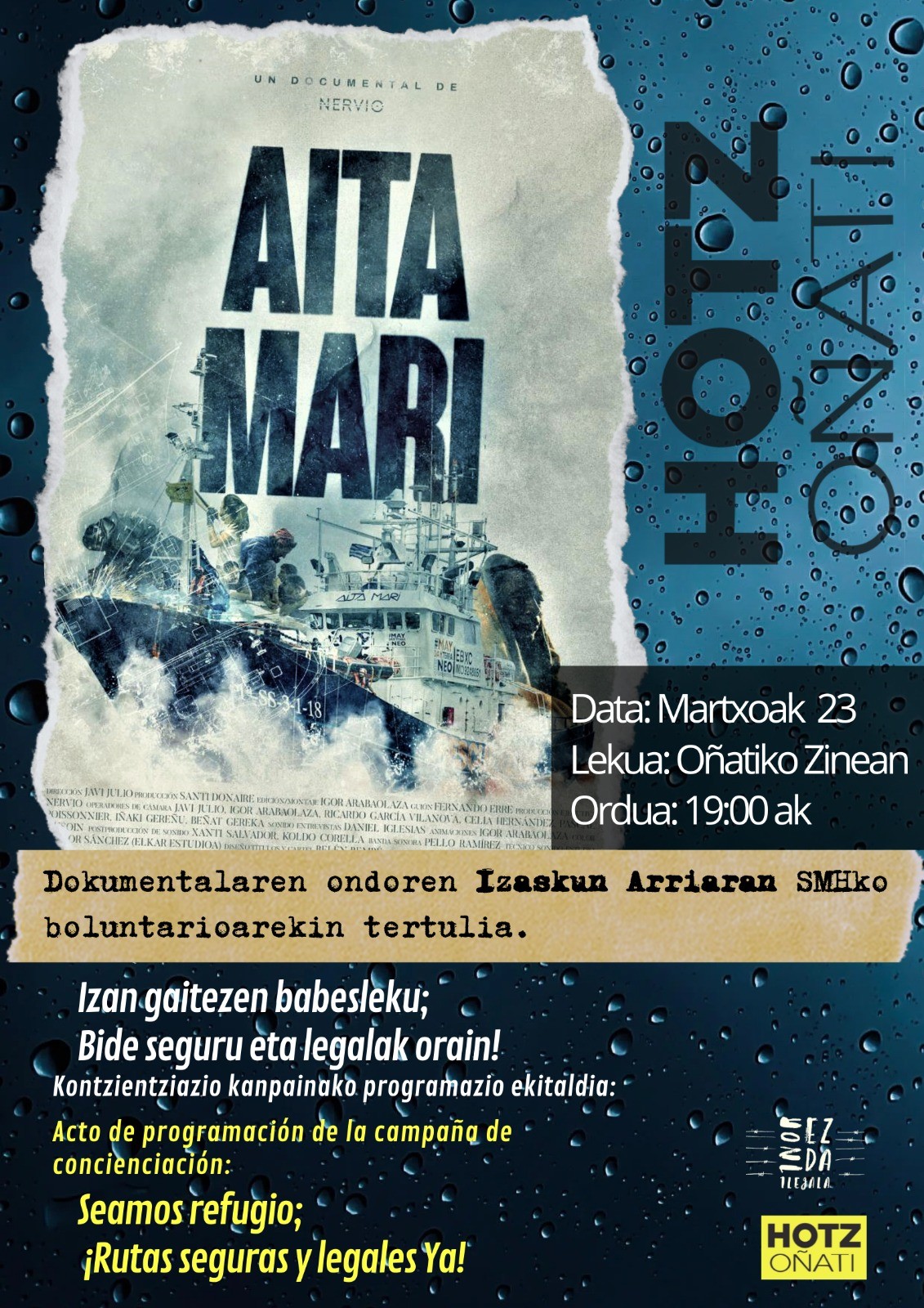 Aita Mari dokumentalaren emanaldia eta ondoren tertulia