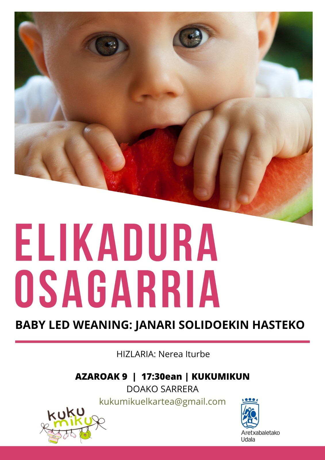 Azaroaren 9an Baby Led Weaning hitzaldia Kuku Mikun