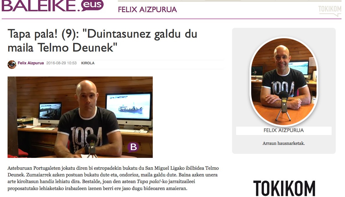 Aipamen berezia, 'Baleike'-ren 'Tapa Pala' bideo sortak