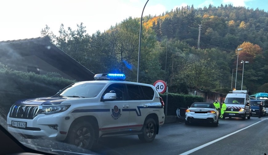 Auto batek istripua izan du Bergaratik Elorregira bidean