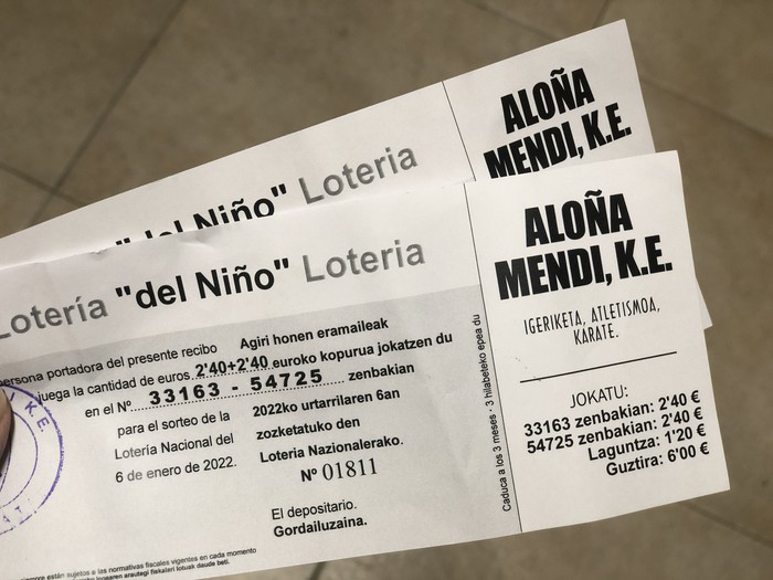 Gaurtik kobratu daitezke Aloña Mendiren 'El Niño' loteriako txartelak