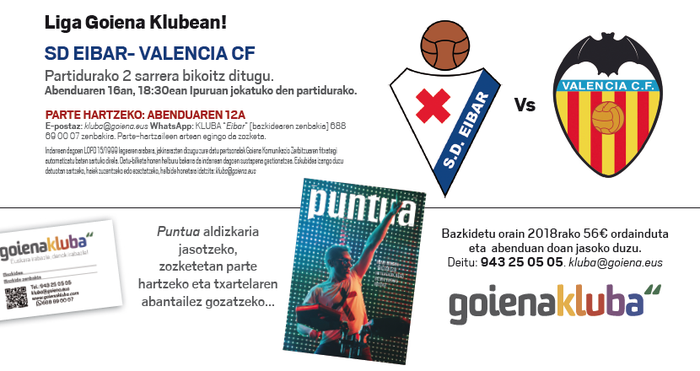 Eibar-Valencia partidurako sarrerak