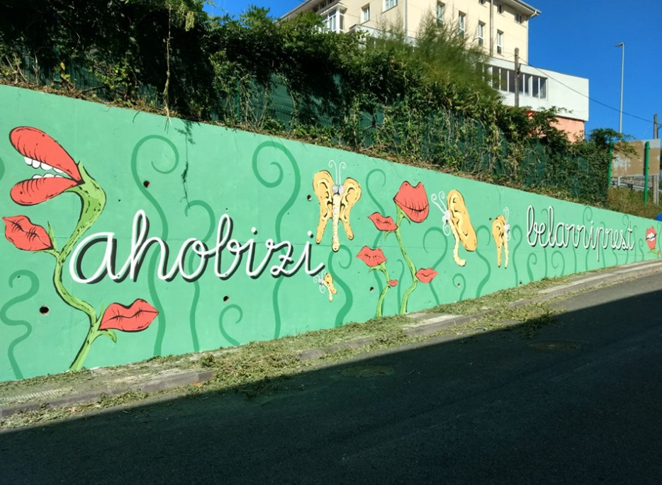 Euskaraldiaren aldeko horma-irudi koloretsua egin dute Elgetan