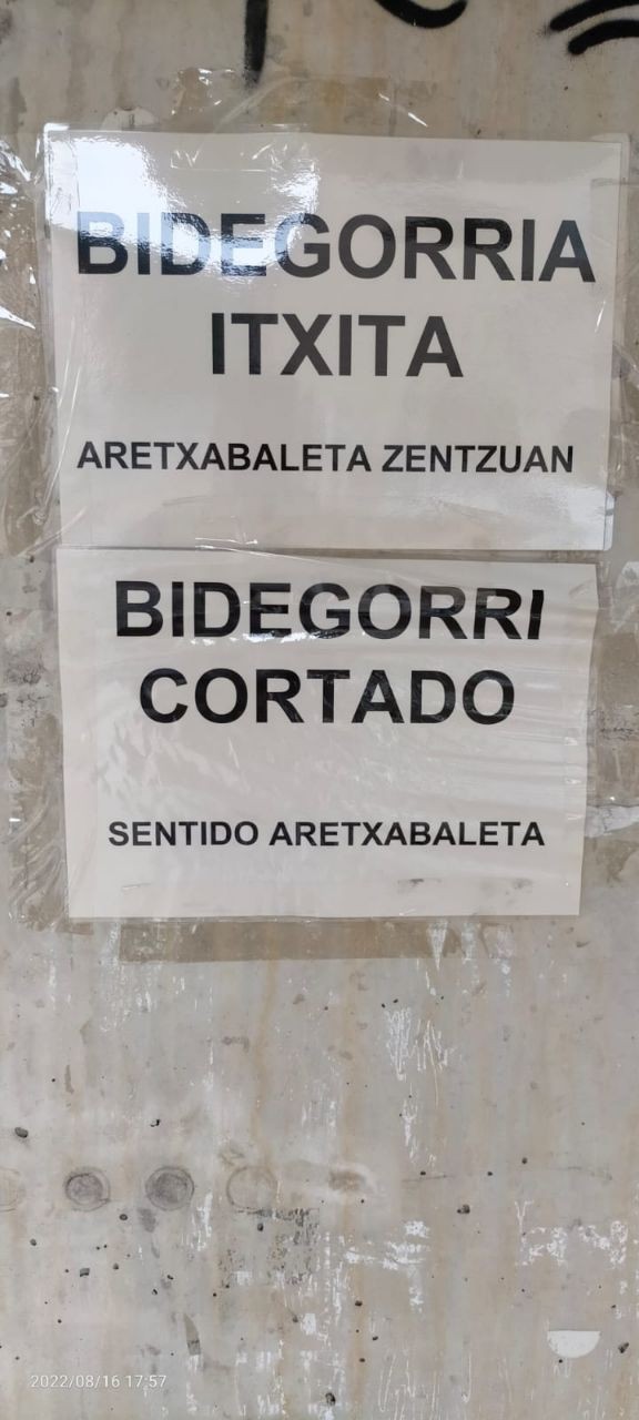BIDE GORRIKO OINEZKOEI, TXIRRINDULARIEI ETA ERABILTZAILE GUZTIEI ALTERNATIBA BAT ESKAINI BEHAR