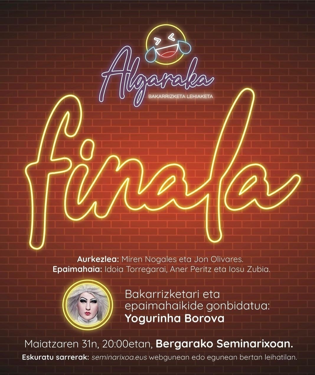 ALGARAKA BAKARRIZKETA LEHIAKETA FINALA BEGARAKO SEMINARIXOAN