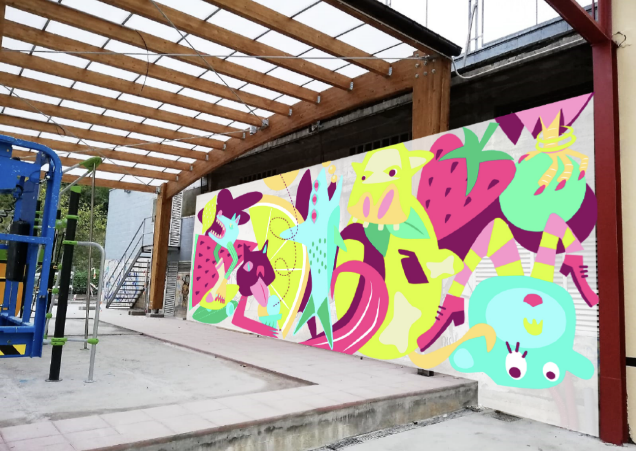 Animaliak eta kolore biziak izango ditu Makatzenako muralak