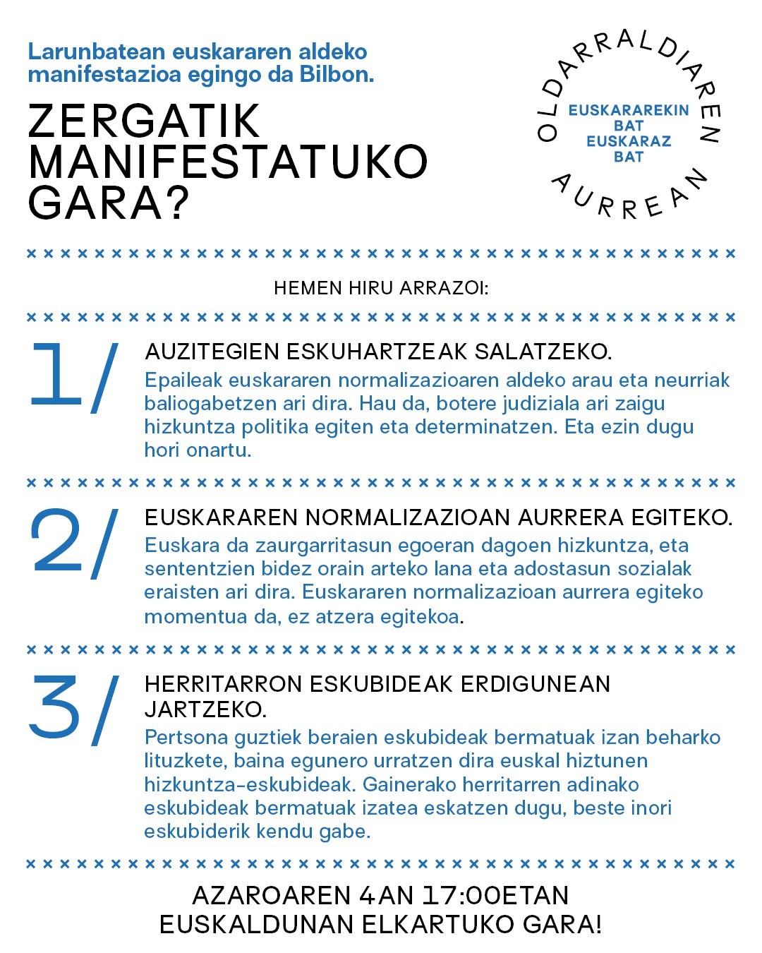 Azaroak 4  Bilboko manifestaziora autobusa