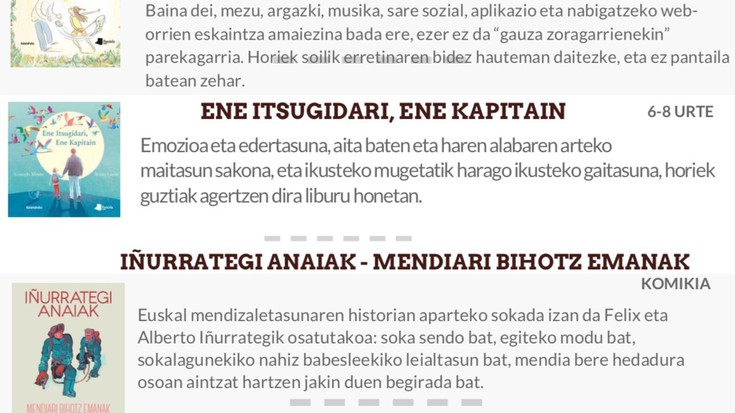 Liburutegian gomendatutako liburuak, bai gaztetxoendako eta baita nagusiendako ere