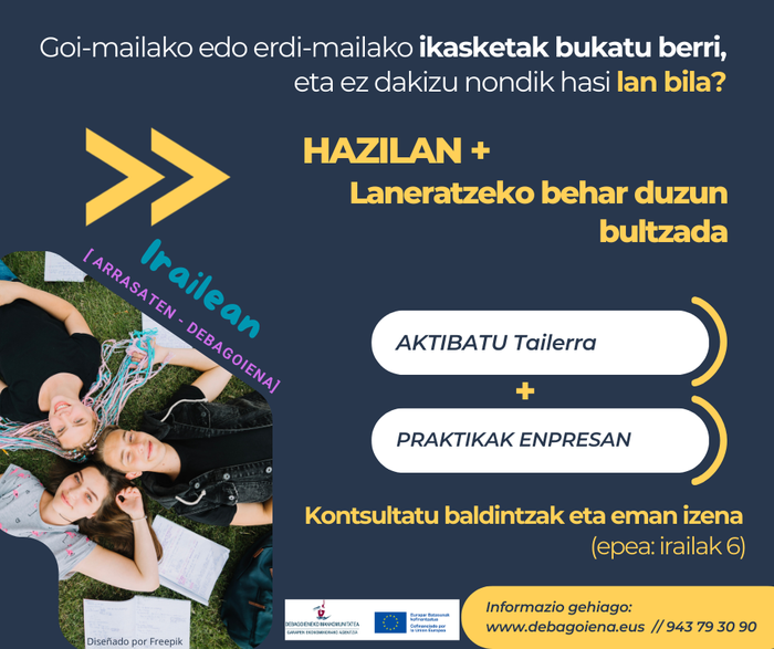 Hazilan +  >> Laneratzeko behar duzun bultzada